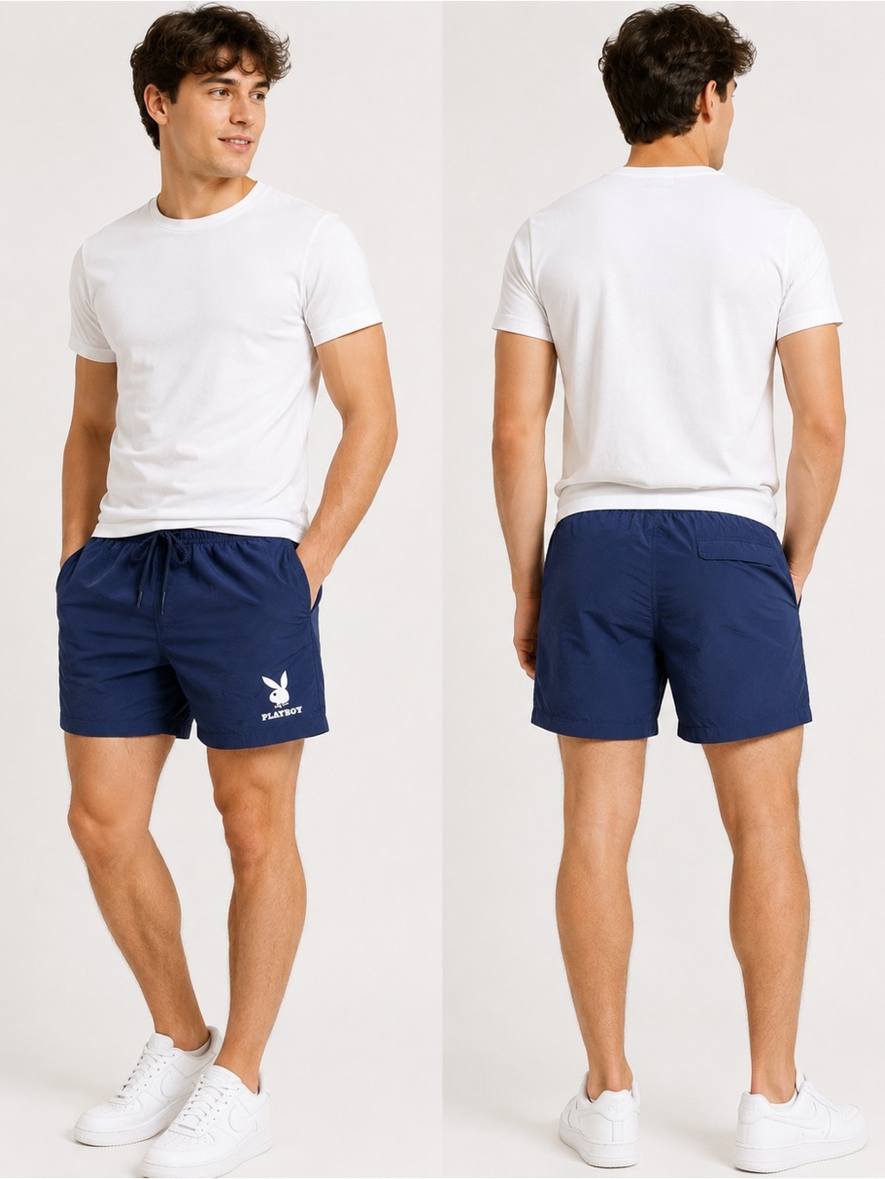 PLAYBOY Navy Blue Logo Swim Trunks